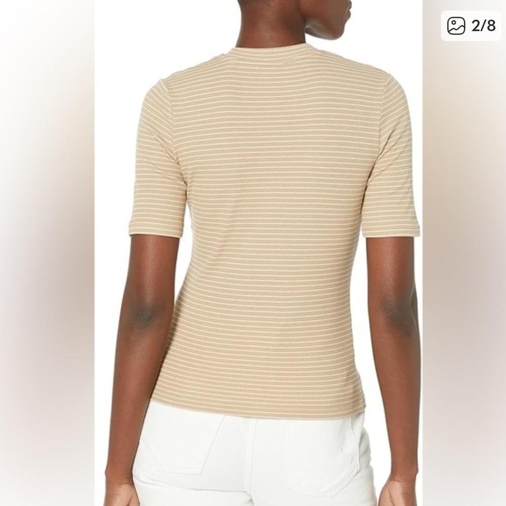 Vince Striped Tan Women's Top - Picture 2 of 5